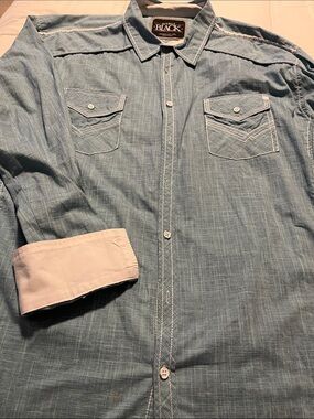 Black Rivet Light Blue Chambray Western Shirt